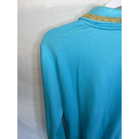 Quacker Factory Fashion Running Jacket Women's Size Medium Baby Blue Zip Front - Picture 11 of 12